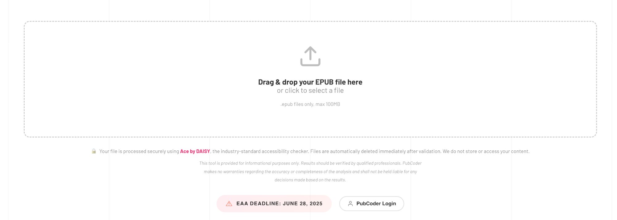 EAA Checker results showing accessibility issues